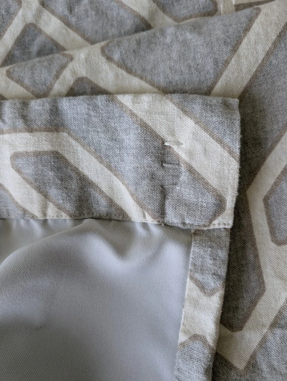 Pottery Barn Gray Cream Geometric Curtain Linen Cotton Size 50